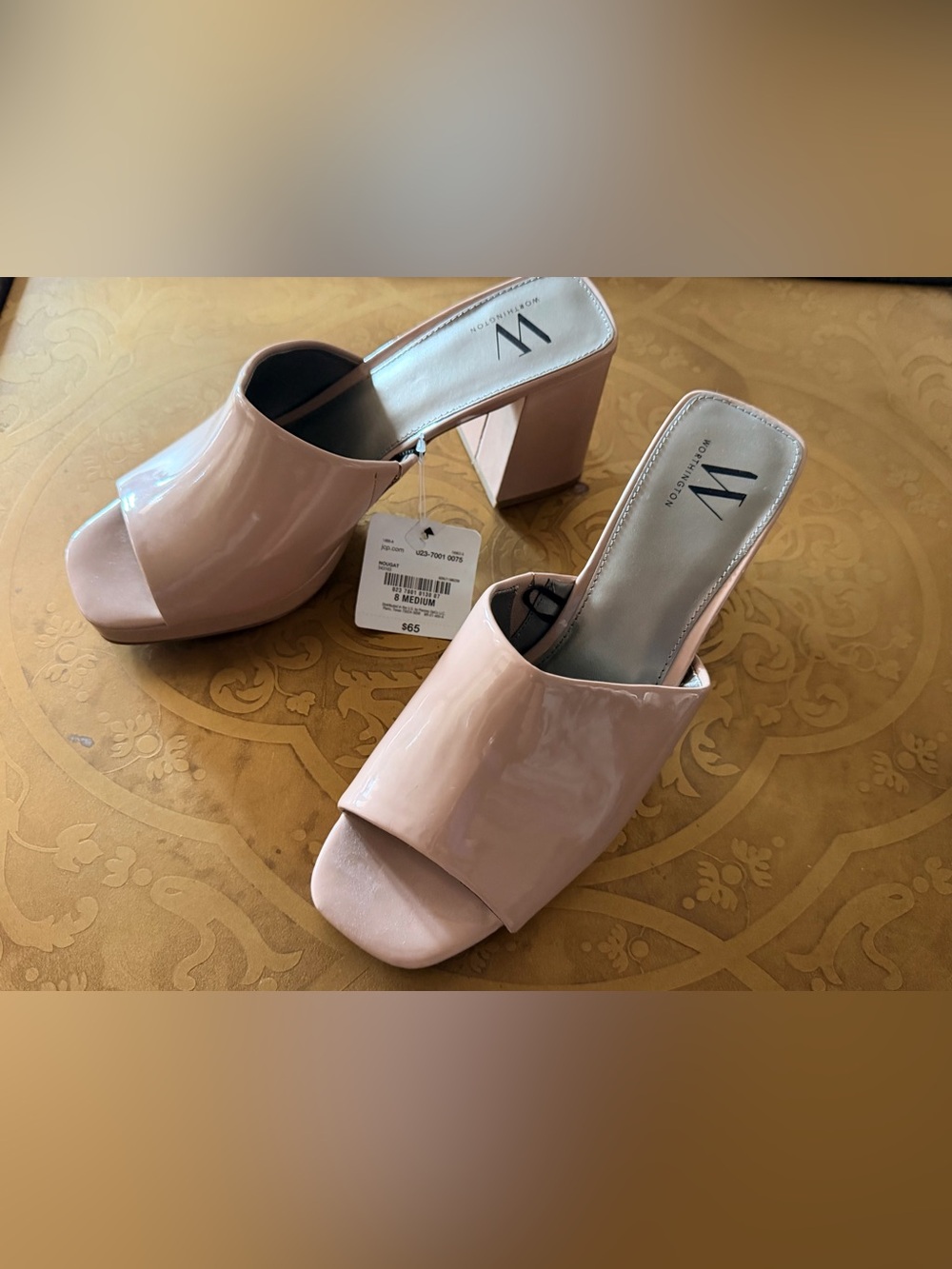 Worthington Nougat Patent Block Heel Mule